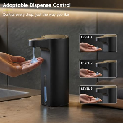 EKO Aroma 9 fl oz Automatic Liquid Soap Dispenser, Rechargeable Soap Dispenser for Kitchen and Bathroom with Adjustable Volume Control (Matte Black Steel) - color: Matte Black, size: 9 oz