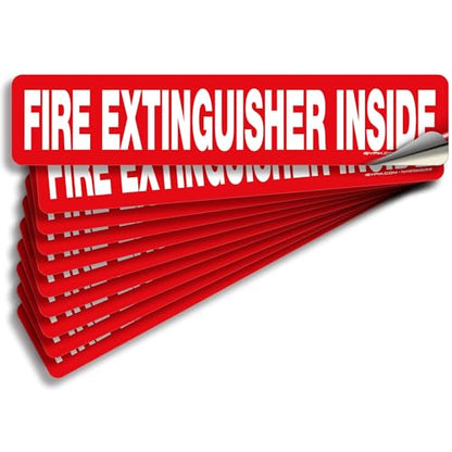 iSYFIX Fire Extinguisher Inside Sticker Sign, 12x2.5 Inch, Red, 10 Pack - color: Red, size: 12x2.5 (10 Pack)