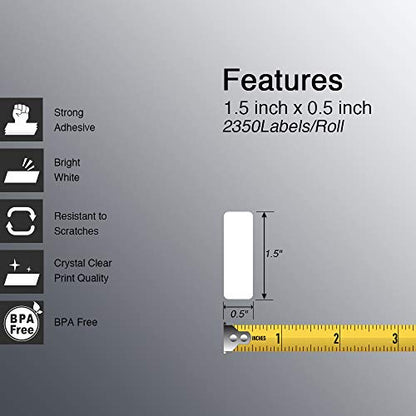 BETCKEY - 1.5" x 0.5" (38 mm x 13 mm) Thermal Labels, [10 Roll/23500 Labels] - color: 10-rolls (23500 Labels)