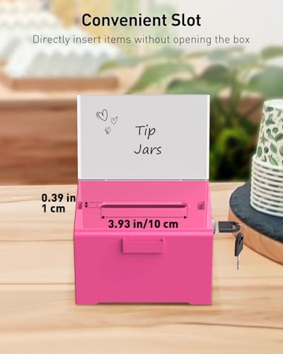 Uniclife 6.2"x 5" x 4" Purple Acrylic Donation Box with Lock and Slot - color: Pink, size: 1 Pack
