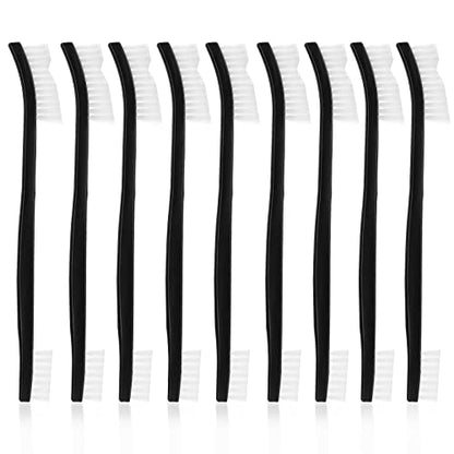 Abeillo Double-Ended Nylon Cleaning Brushes, Set of 9, Black & White, Plastic Handles, Ideal for All Kinds of Small Objects