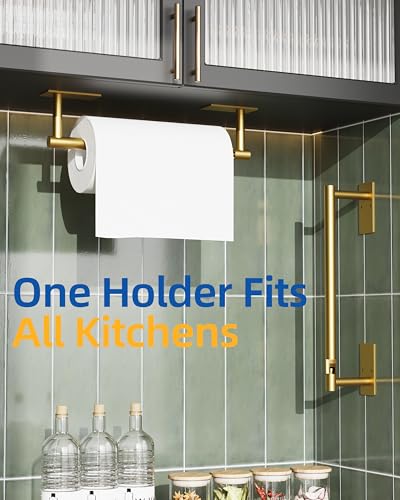 RUACQ Paper Towel Holder Under Cabinet, Stainless Steel, Brushed Gold - color: Brushed Gold, size: Standard - Rectangle