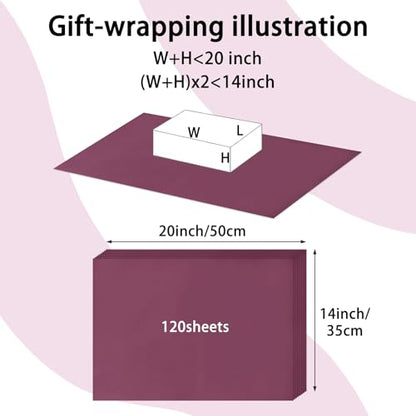 120 Sheets 14 x 20 Inch Burgundy Tissue Paper for Gift Bag Wrapping - color: Burgundy