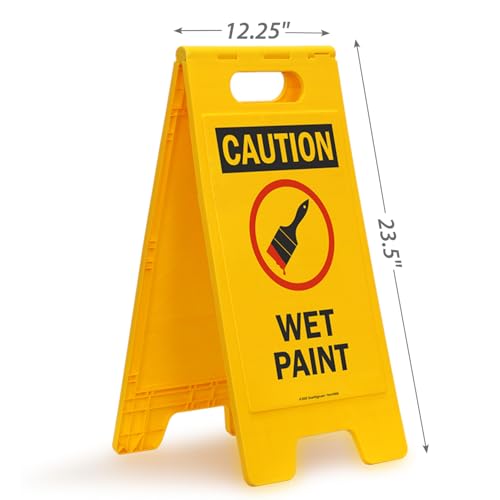 SmartSign "Caution - Wet Paint" Folding Floor Sign | 25" x 12" Plastic - color: 25" x 12" FloorBoss Kit