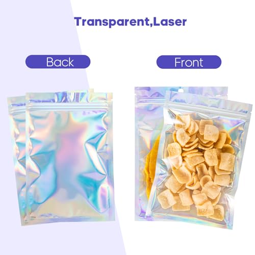 100pcs Holographic Bags,5.5x7.8 inch Resealable Zipper for small business - size: 100Pcs-5.5x7.8 Inch