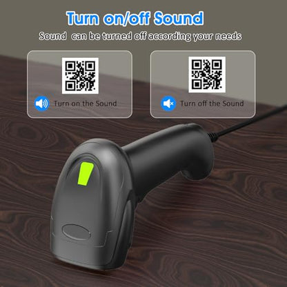Symcode Barcode Scanner with Stand USB Wired Inventory 2D 1D QR Code Scanner with Automatic Hands-Free Scanning Barcode Reader Scanner for Computer POS MAC