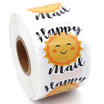 Happy Mail Stickers,Sun Happy Mail Stickers,Sun Small Business Sticker,Happy Mail Stickers for Envelopes,Business Order Stickers,Happy Mail Stickers for Business Packages 500 PCS - style: Sun Happy Mail