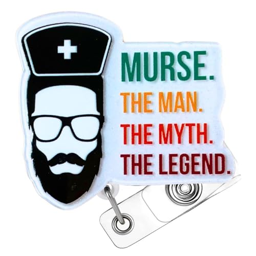 Murse Badge Reel Male Men Nurse Badge Reel ID Retractable Holder Alligator Clip Lanyard Nursing Nurses Reels Gift Funny Doctor Students Graduation Appreciation Supplies Week Accessories Office Gifts - style: Murse
