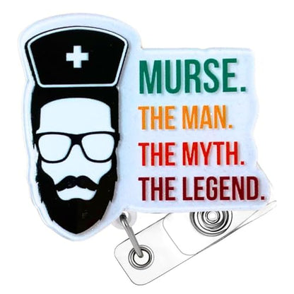 Murse Badge Reel Male Men Nurse Badge Reel ID Retractable Holder Alligator Clip Lanyard Nursing Nurses Reels Gift Funny Doctor Students Graduation Appreciation Supplies Week Accessories Office Gifts - style: Murse