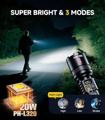 Esgreen Bright LED Rechargeable Flashlight High Lumen 20000 6 Inch - 2 Pack - size: 2 Pack - Small