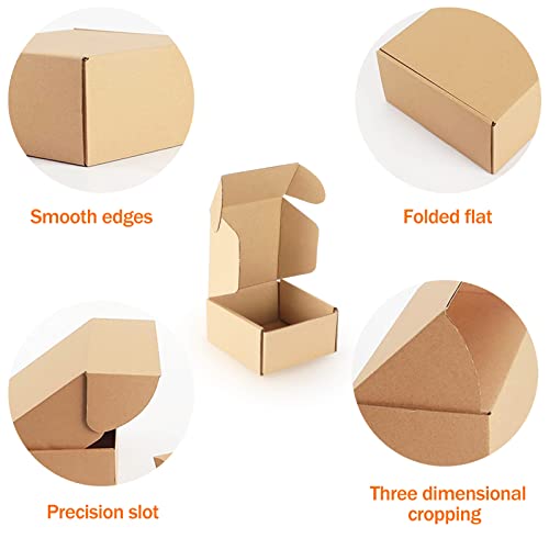 PHAREGE 50 Pack 4x4x2 inch Small Shipping Boxes, Brown Mailing Boxes - color: Brown, size: 4x4x2 inch 50 Pack