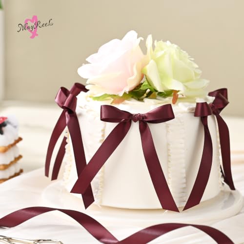 MAYREEL 1/2 inch Burgundy Double Faced Satin Ribbon 50 Yards - color: Burgundy, size: 1/2 Inch