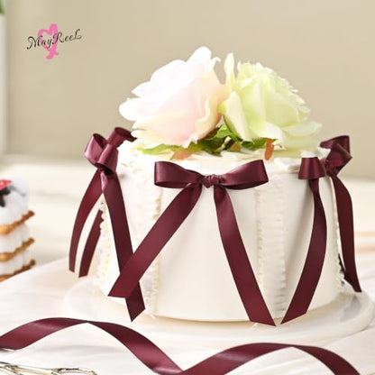 MAYREEL 1/2 inch Burgundy Double Faced Satin Ribbon 50 Yards - color: Burgundy, size: 1/2 Inch