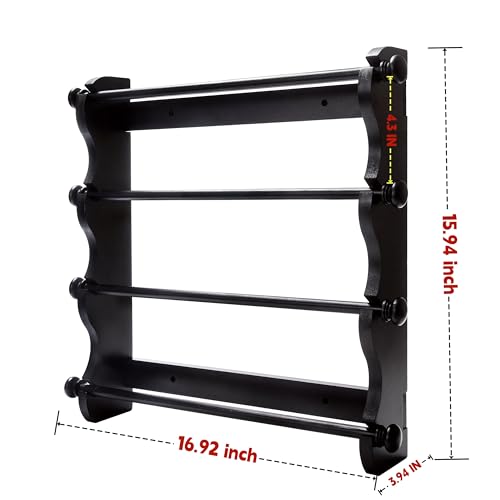 4-Tier Wooden Bracelet Holder Wall-Mounted – Black Jewelry Display Stand - style: Wall-Mounted–Black