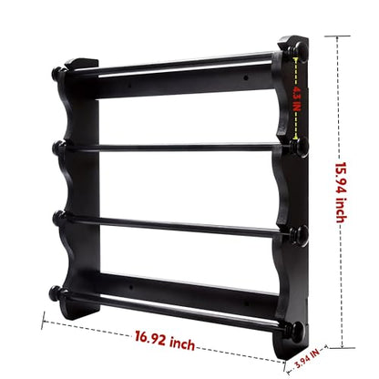 4-Tier Wooden Bracelet Holder Wall-Mounted – Black Jewelry Display Stand - style: Wall-Mounted–Black
