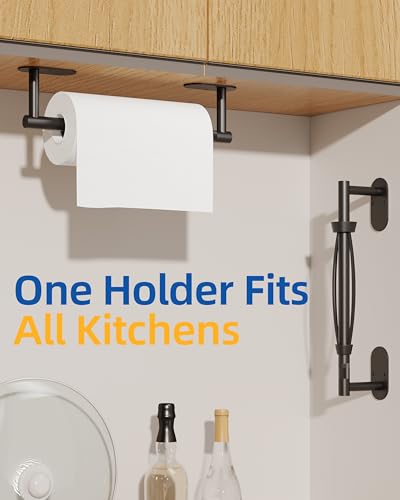 RUACQ Paper Towel Holder Under Cabinet, One Hand Tearing, Matte Black - color: Matte Black, size: One Hand Tear - Oval