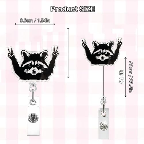RIICFDD Badge Reel Minimalist Black White Raccoon Badge Reels 1 Pcs - color: Cute Styl 60
