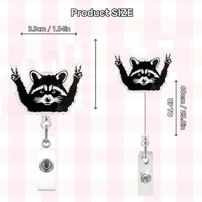 RIICFDD Badge Reel Minimalist Black White Raccoon Badge Reels 1 Pcs - color: Cute Styl 60