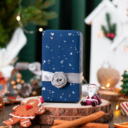 MAYPLUSS Navy Blue Wrapping Paper Roll, 17N x 16.5FT Shiny Flakes Gift Wrap - color: Flake Navy Blue