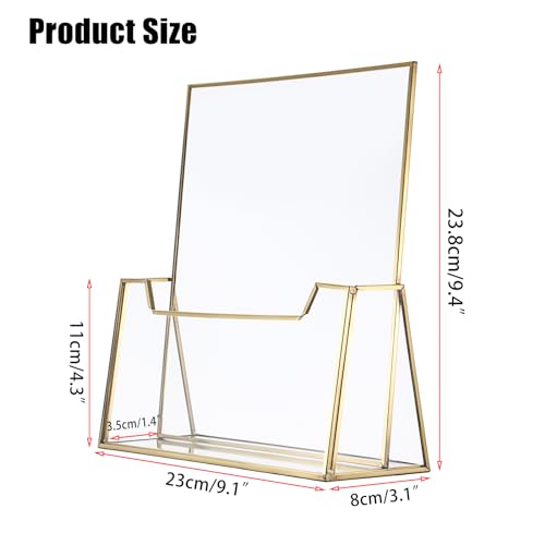BTSKY Golden Glass Brochure Holder 8.5 x 11 Inches, Trifold Flyer Holder
