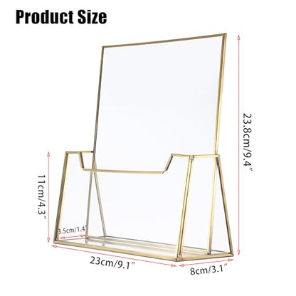 BTSKY Golden Glass Brochure Holder 8.5 x 11 Inches, Trifold Flyer Holder