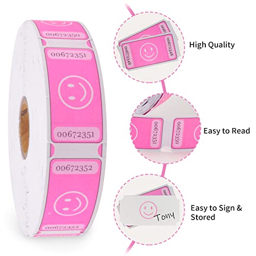 LLIKED Smile Raffle Tickets Roll 1"x2" for Events 1000 Pink - color: Pink