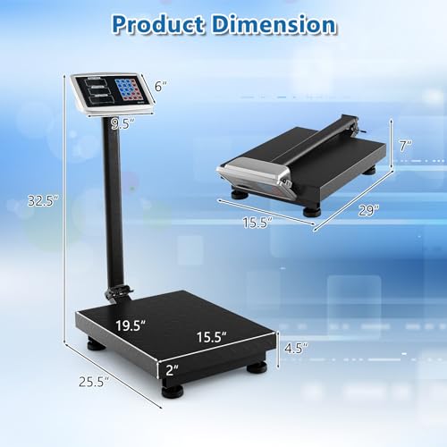 S AFSTAR Computing Digital Platform Scale, 0.1 Lbs Accuracy Floor Scale with Price Calculator & LB/KG Unit Conversion, 660 Lbs Commercial Digital Scale for Weighing,Luggage,Package & Shipping