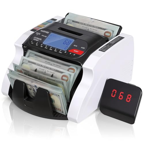 Garvee Money Counter Machine with Value Count, Dollar Euro UV/MG/IR/DD/MT Counterfeit Detection, Bill Counter with Batch Add Value Count Modes, LCD Display for Business Retail Store
