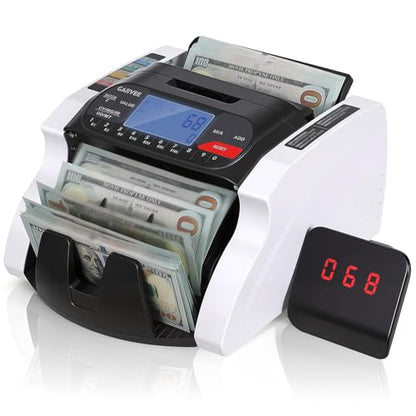 Garvee Money Counter Machine with Value Count, Dollar Euro UV/MG/IR/DD/MT Counterfeit Detection, Bill Counter with Batch Add Value Count Modes, LCD Display for Business Retail Store