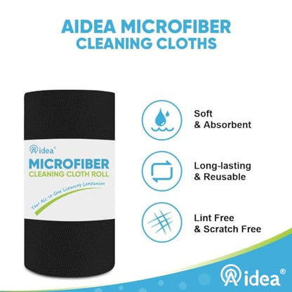 AIDEA Microfiber Cleaning Cloth Roll-75PK, Black Paper Towels 11.5"×11.5" - color: Black