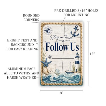 Follow Us Coastal Business Sign - style: Follow Us