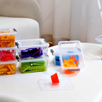 Citylife 20Packs 1.3Qt Small Storage Bins with Lids,Stackable Clear - color: Clear White, size: 1.3 QT(20 Pack)