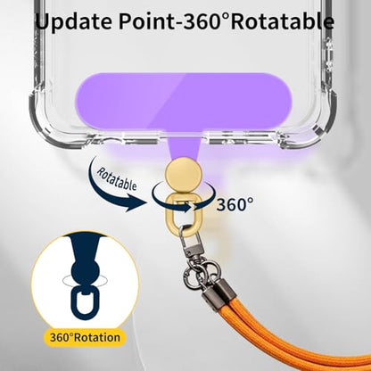 360°Rotatable Phone Tether Tab,3 Pieces Universal Phone Lanyard Patch Without Adhesive,Phone Lanyard Replacement Part for Cell Phone Strap(Purple+Transparent) - color: Purple+Transparent