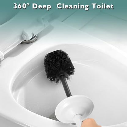 White Toilet Brush and Holder Set，Toilet Bowl Brush and Holder - color: White