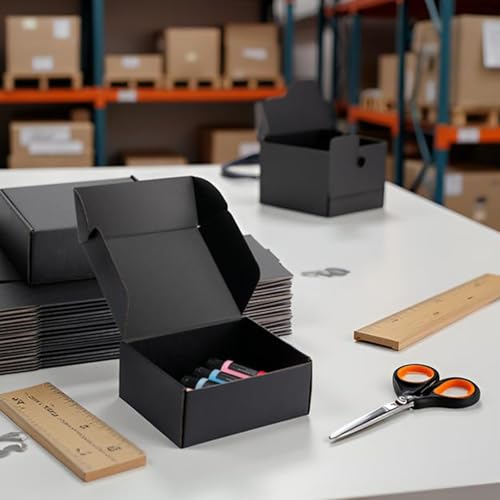 8x6x3 inch Black Shipping Boxes for Small Business- Set of 25 - color: Black, size: 8x6x3