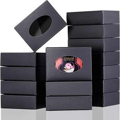 Spakon 30 Pcs Soap Boxes for Homemade Soaps 3.8 x 2.8 x 1.2 Inch Rectangle Soap Boxes with Window Small Gift Wrapping Box for Soaps Packaging Bakery Cookies Candy Party Favor Supplies(Black) - color: Black