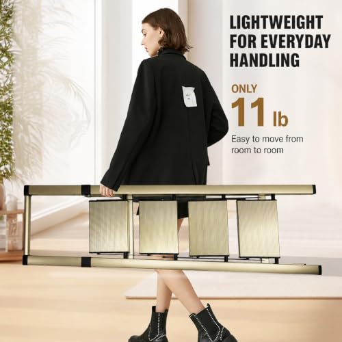 HISMOCAL 4 Step Ladder with Handrail, Lightweight Aluminum Step Stool, Gold - color: Golden, size: 4 Step-Handle