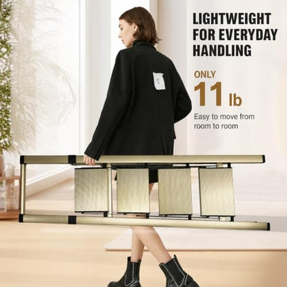 HISMOCAL 4 Step Ladder with Handrail, Lightweight Aluminum Step Stool, Gold - color: Golden, size: 4 Step-Handle