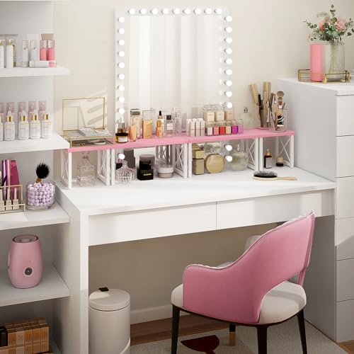 ELITEROO Desktop Shelf, 2 Tier Independent Stackable Desk Stand - color: Pink