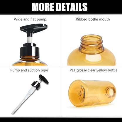 Soap Shower Dispenser, YACEYACE 3Pcs 16.9oz Soap Dispenser Bottles Set - color: Clear Amber