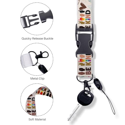 Be Kind ID Badge Holder with Lanyard Retractable Badge Reel - color: Multicolor 1616