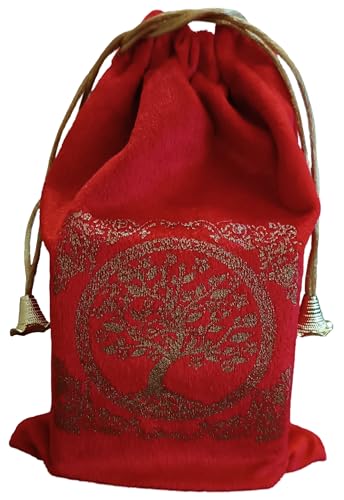 Indian Consigners Soft Velvet Pouch for Tarot, Altar, Rune, Gift, Crystal, jewelry Wrap Bags for Precious, Sacred and Spiritial Items (Bright Red) - color: Bright Red