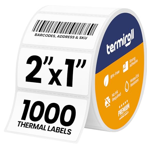 2x1 Thermal Labels Roll – 1000 Labels for Barcode, SKU & FNSKU – Direct Thermal, Strong Adhesive, Jam-Free Printing – Compatible with Rollo, Zebra, Munbyn (Not for Large Shipping Labels) - size: 2x1 - 1 Roll | 1000 Labels
