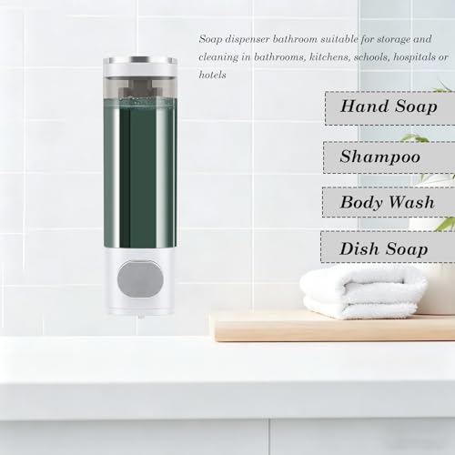 10oz/300ml Single Manual Wall Mounted Soap Dispenser, Silver & White - color: White & Silver