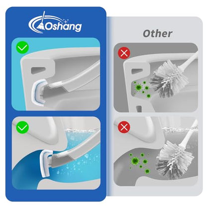 oshang Disposable Toilet Brush - Toilet Bowl Cleaner, Toilet Cleaning Supplies, Toilet Brush with Holder, 14 Refills for Deep Cleaning and Hygienic Bathroom Maintenance - size: 1 Brush+14 Refills