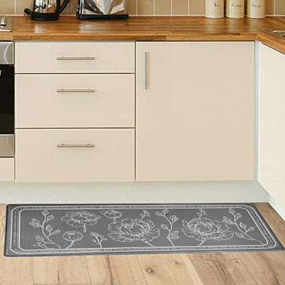 Kitchen Floor Mat Set of 2, Anti Fatigue Kitchen Mat 17"x59"+17"x29" - color: Grey, size: 17"x59"+17"x29"