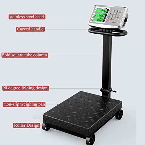 660lb Industrial Platform Scale Foldable with Wheels, LB/KG - color: Black-D