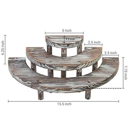 MyGift 3 Tier Torched Wood Cupcake Stand Dessert Display Riser Set of 3 - color: Torched Wood