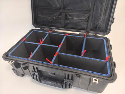 LAFENLIN UPGRADE DIY Divider System for Pelican 1510 Case, Customizable Organizer with U-Clips & Red Pull Tabs, Secure Foam Inserts for Tools, Camera, Medical, Tactical Gear (Case NOT Included)