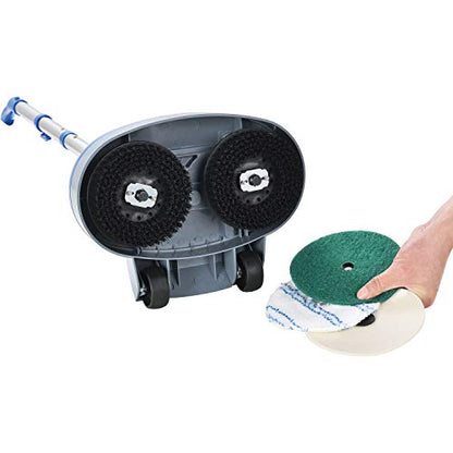 Global Industrial Mini Floor Scrubber With Floor Pads, 11" Cleaning Path
